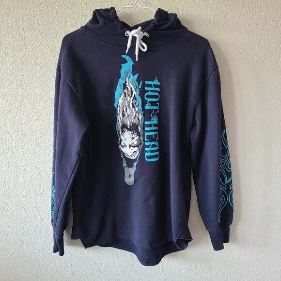 Disney Villains Hoodie Adult Medium Blue Hercules Hades Hot Head Pullover - Picture 1 of 8